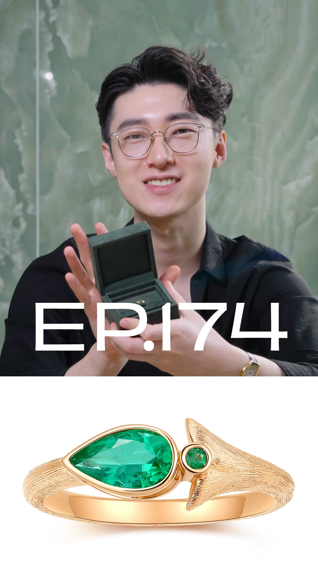 EP.174 This customer chose an emerald for his engagement ring with a ...