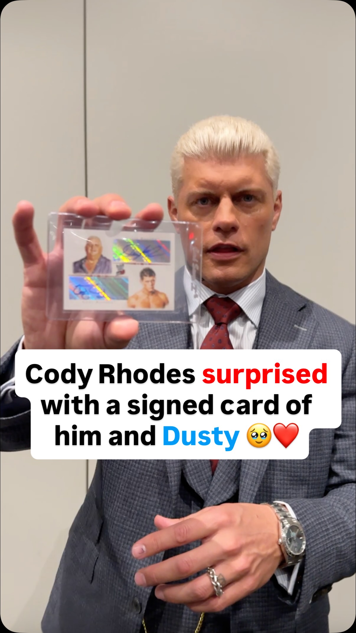 Cody Rhodes was surprised with his dream trading card of him and his ...