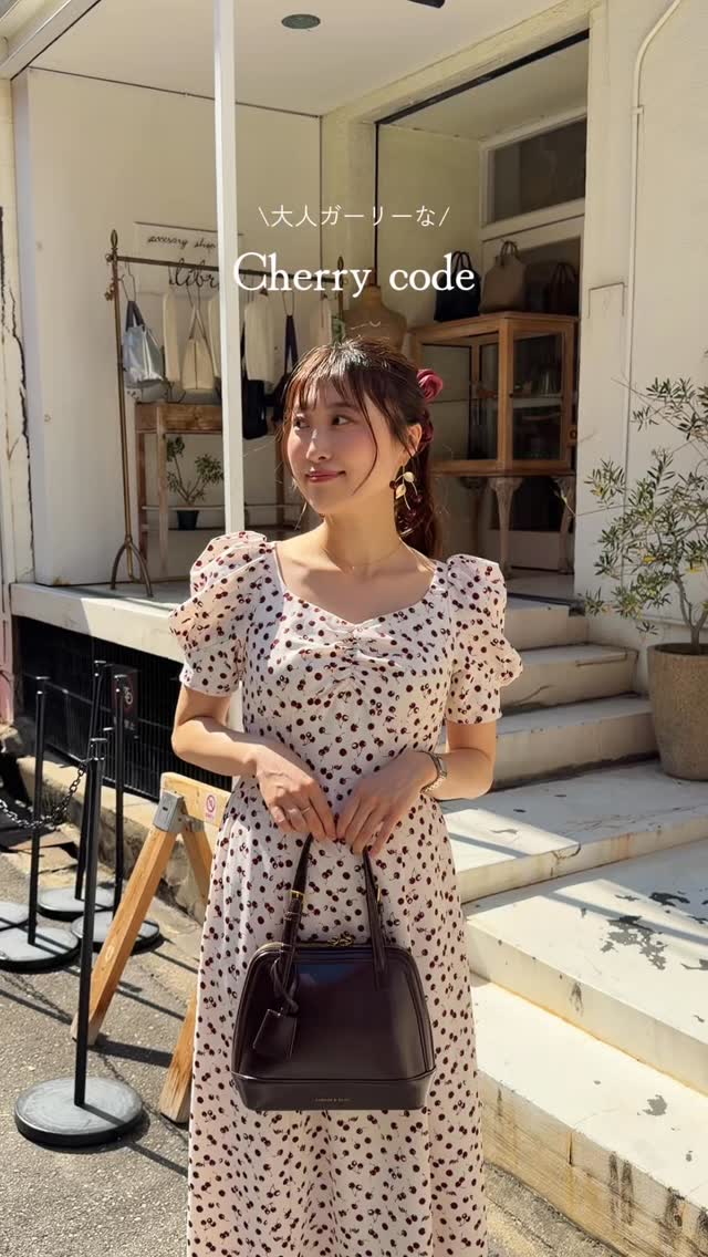 snidel さくらんぼ　ワンピース　S さくらんぼコーデ🍒´- ⁡ 最近購入したSNIDELの可愛すぎる さくらんぼ