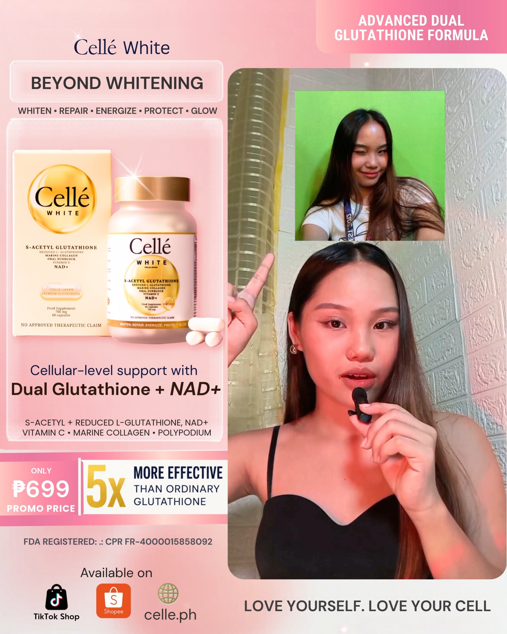 Your glow routine deserves an upgrade. ✨ Why settle for ordinary glutathione when you can go BEYOND WHITENING? Meet Cellé White—an advanced formula powered by Dual Glutathione (S