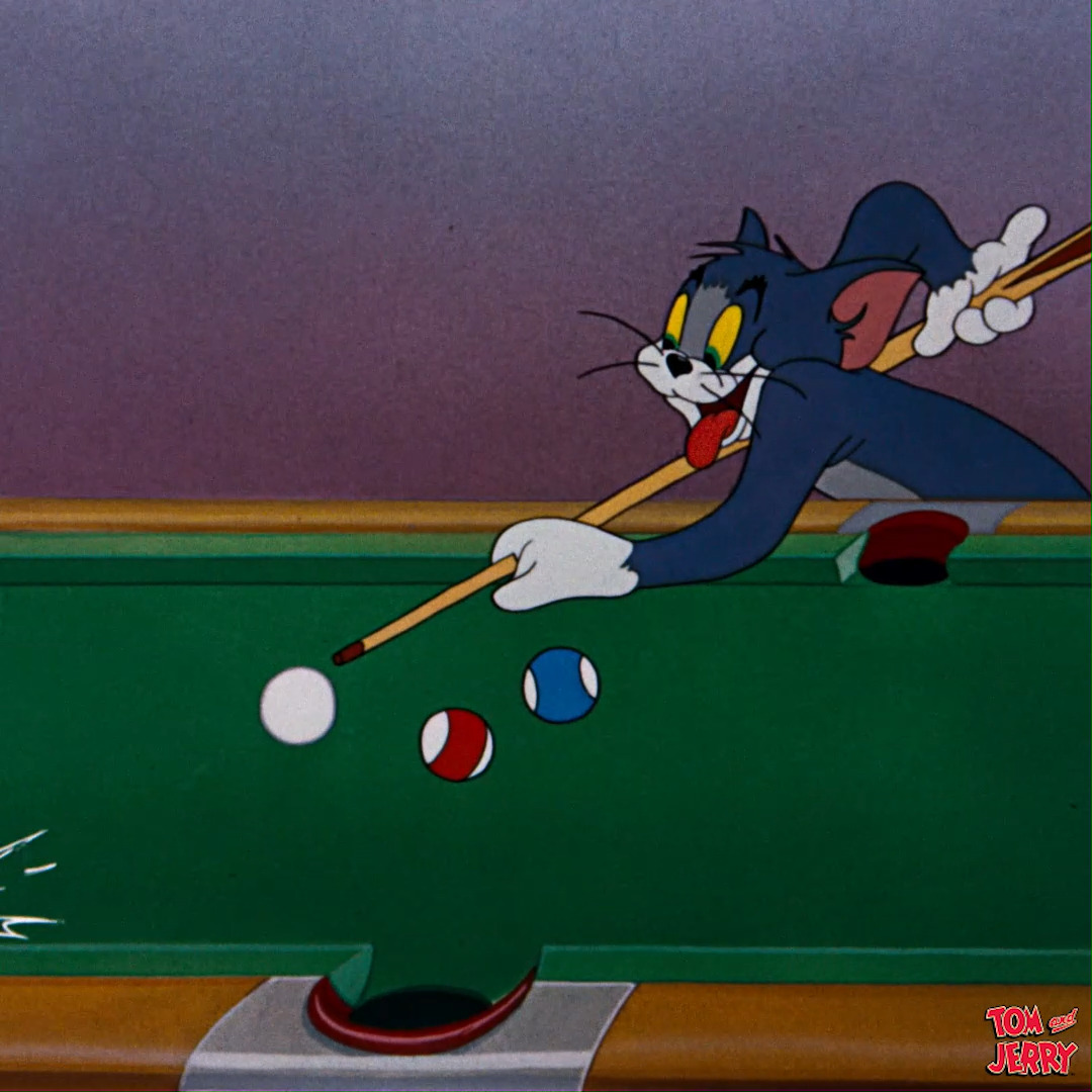 74年前の今日(#11月25日)は 『玉つきゲームは楽しいね』(Cue Ball Cat)の公開日🎊 ビリヤードを楽しむトムの台の下には、偶然 ...