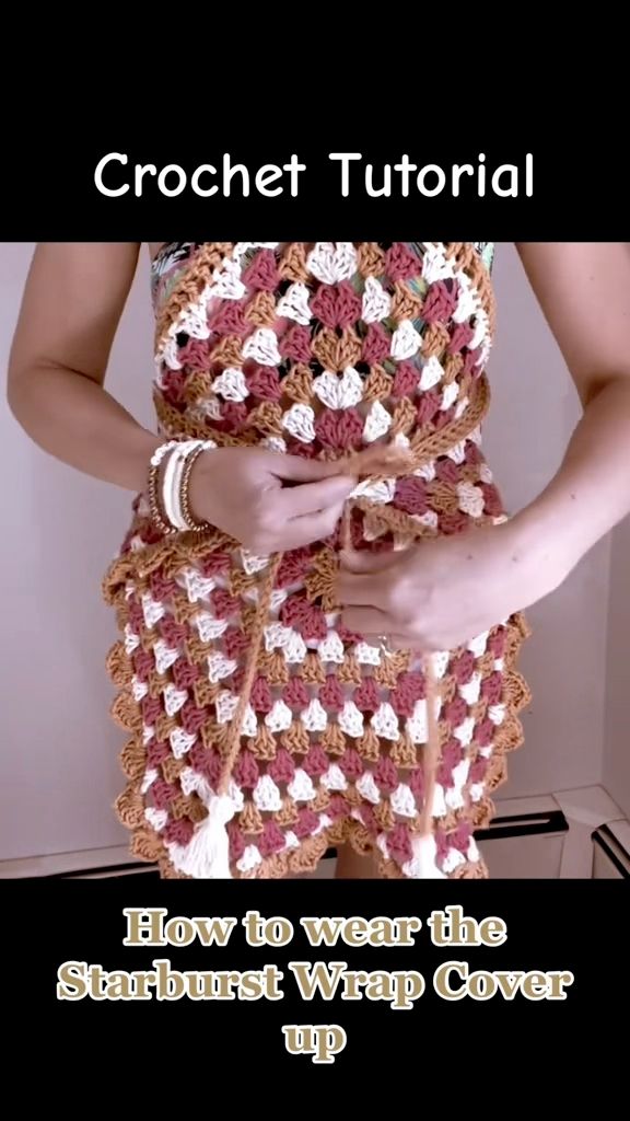 Love this cover up 🥰, Pattern >>> https://www.cozycreativecrochets.com/product-page/the-starburst-wrap-dress-crochet-pattern, Pattern available on my website #crochet | CozyCreativeCrochets