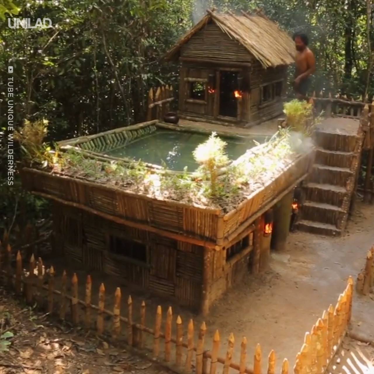 These guys built a primitive house complete with a pool using only ...