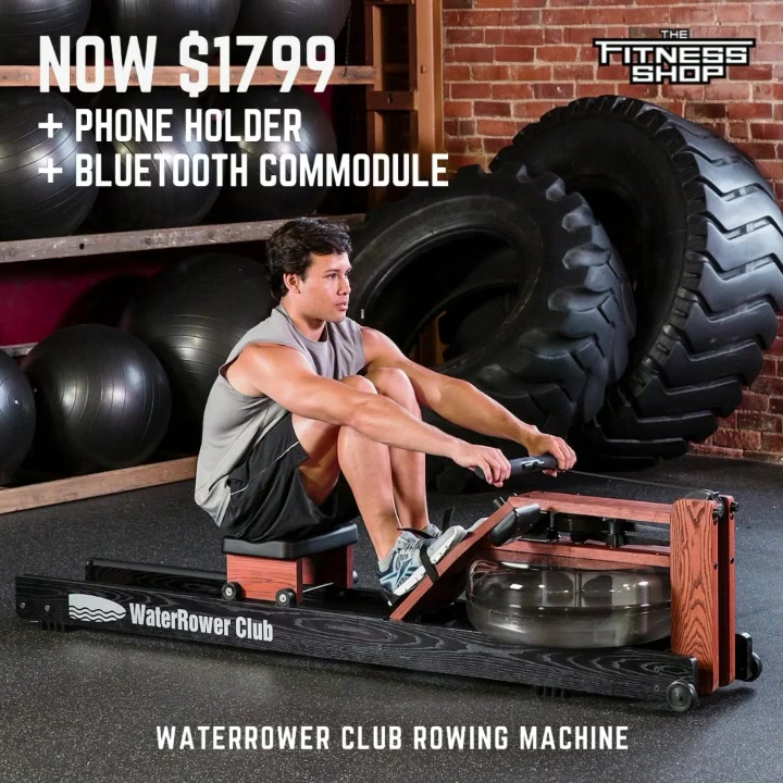 The WaterRower Club rowing machine is handcrafted in solid ash wood and ...