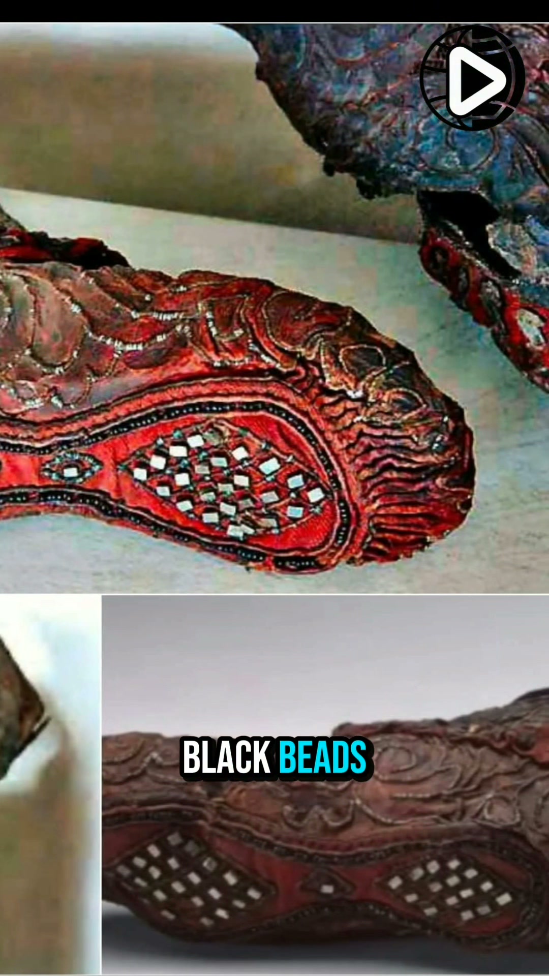Red Leather Boot with Pyrite Crystals: An Ancient Treasure from