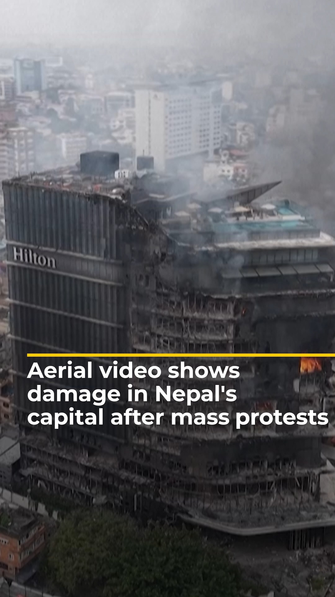 Aerial video shows extensive damage to gov't and commercial buildings ...