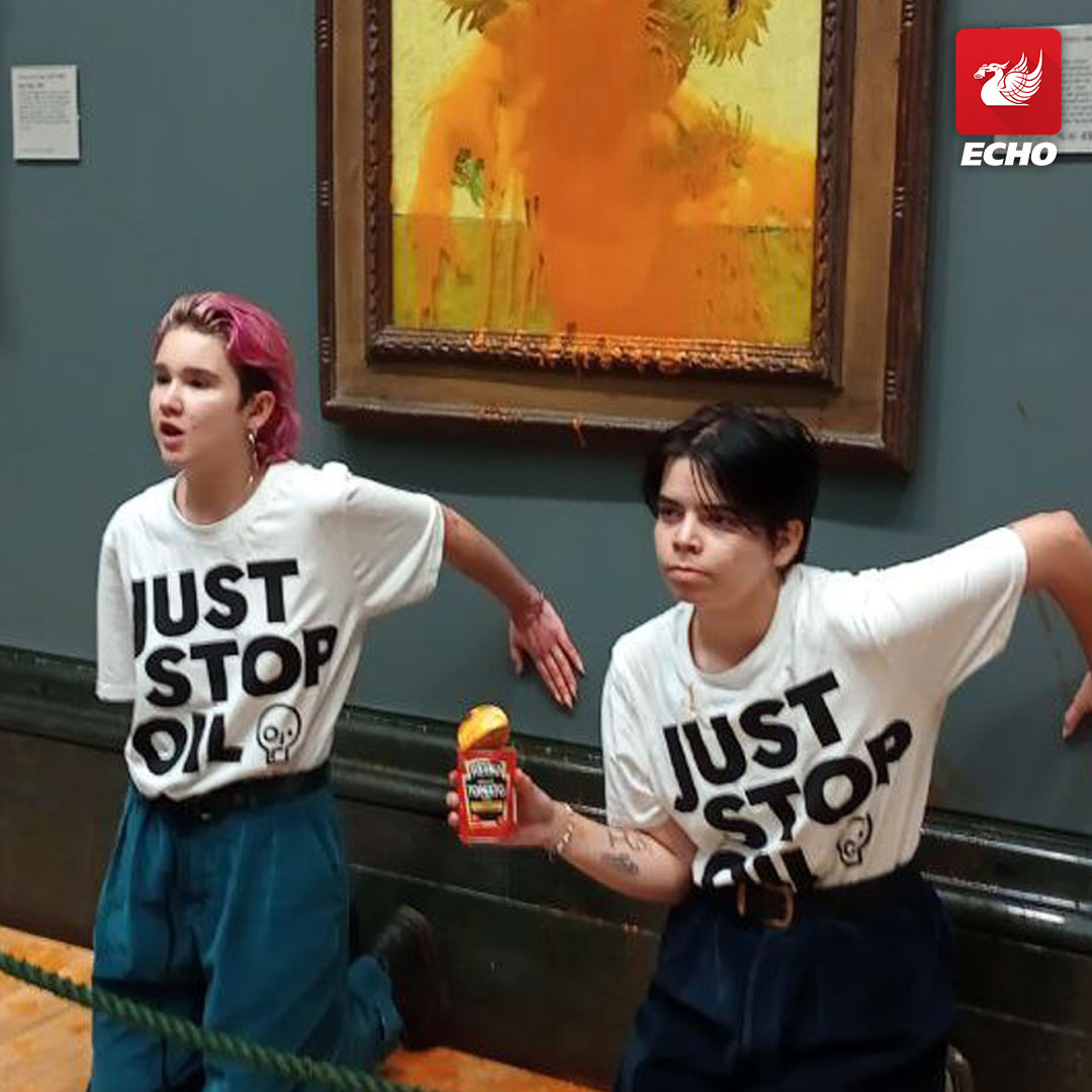 'Just Stop Oil' protestors throw tomato soup over famous Van Gogh