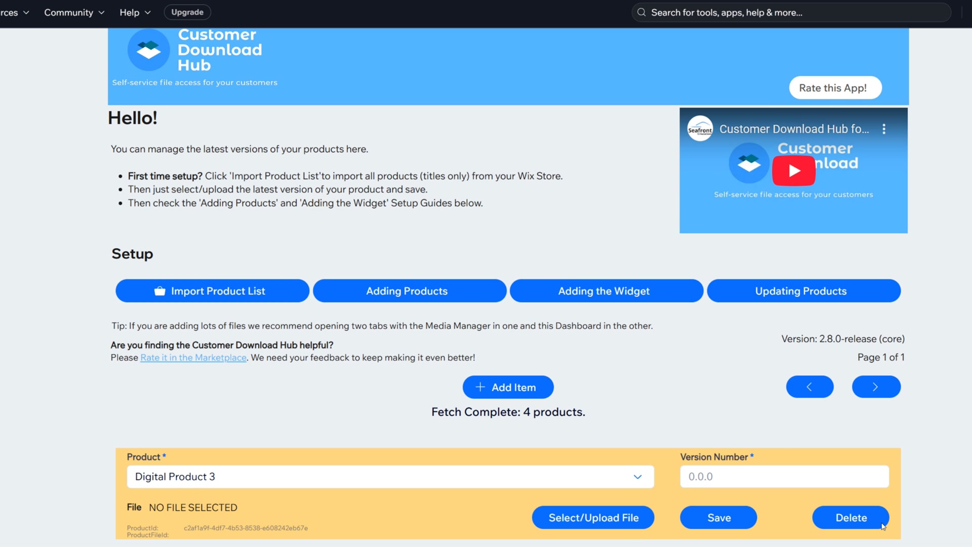 Customer Download Hub for Wix Stores