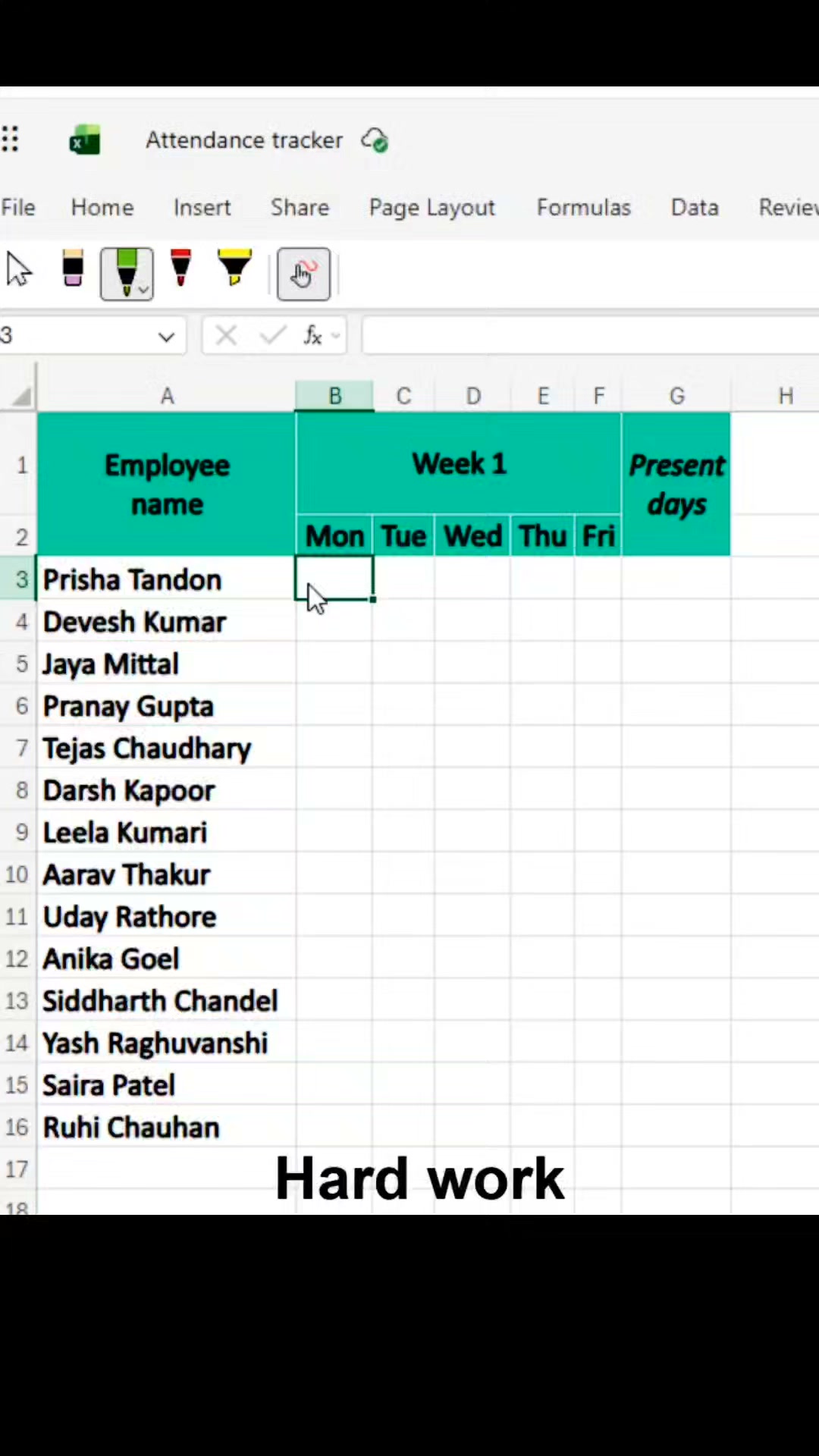 To create attendance sheet in Excel || Excel me attendance sheet