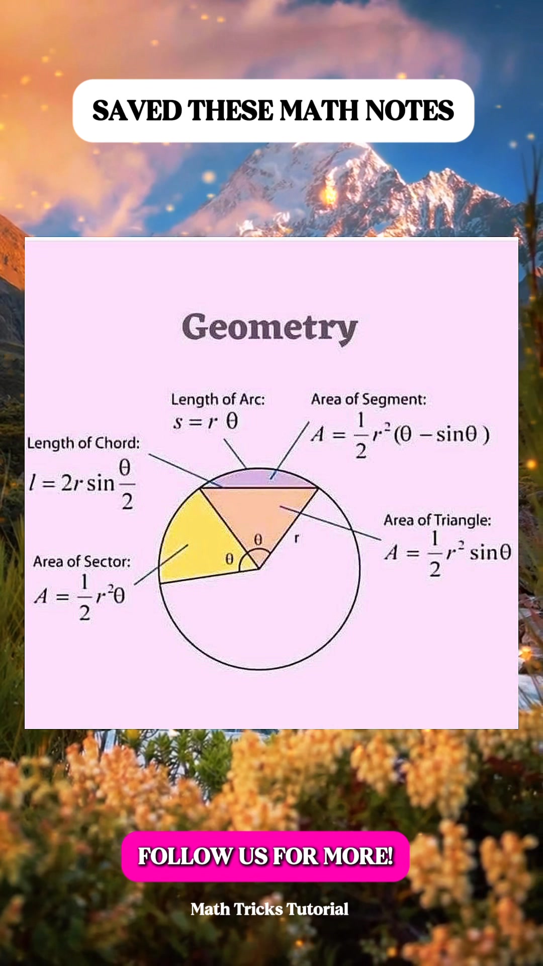 Geometry Math Notes | Math Tricks Tutorial | Facebook