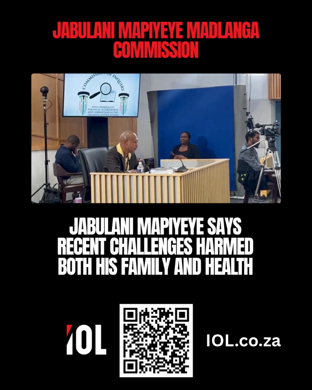 Jabulani Mapiyeye reveals to the Madlanga Commission that recent ...