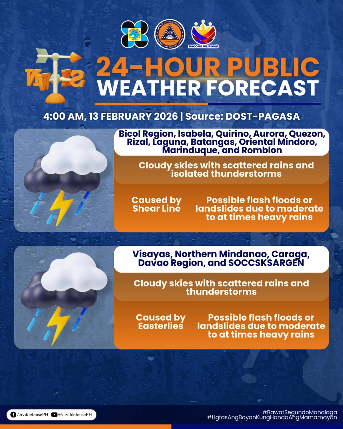 24-HOUR PUBLIC WEATHER FORECAST Issued at 4:00 AM, 13 February 2026 ...