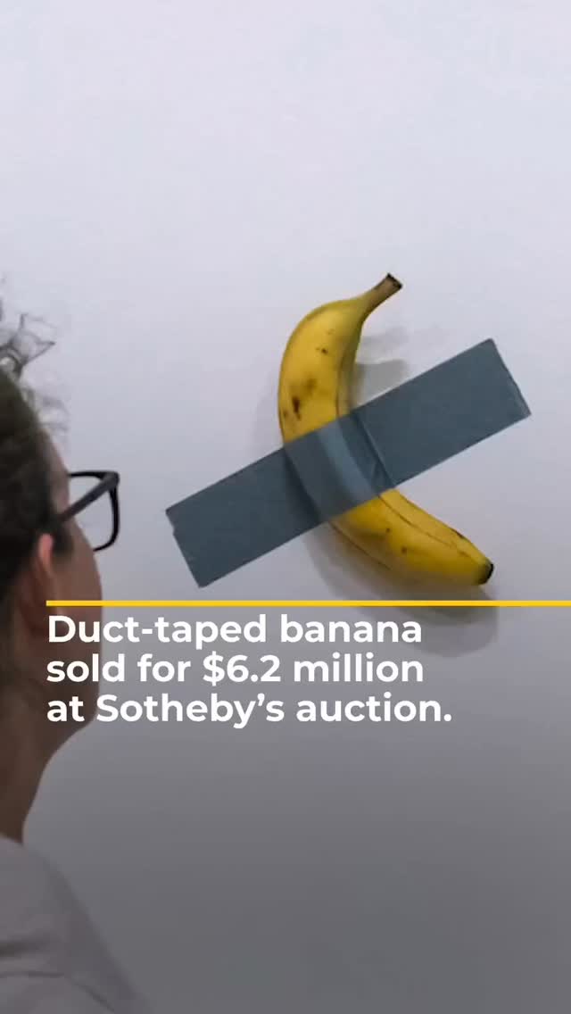 A banana duct-taped to a white wall sold at an auction for $6.24