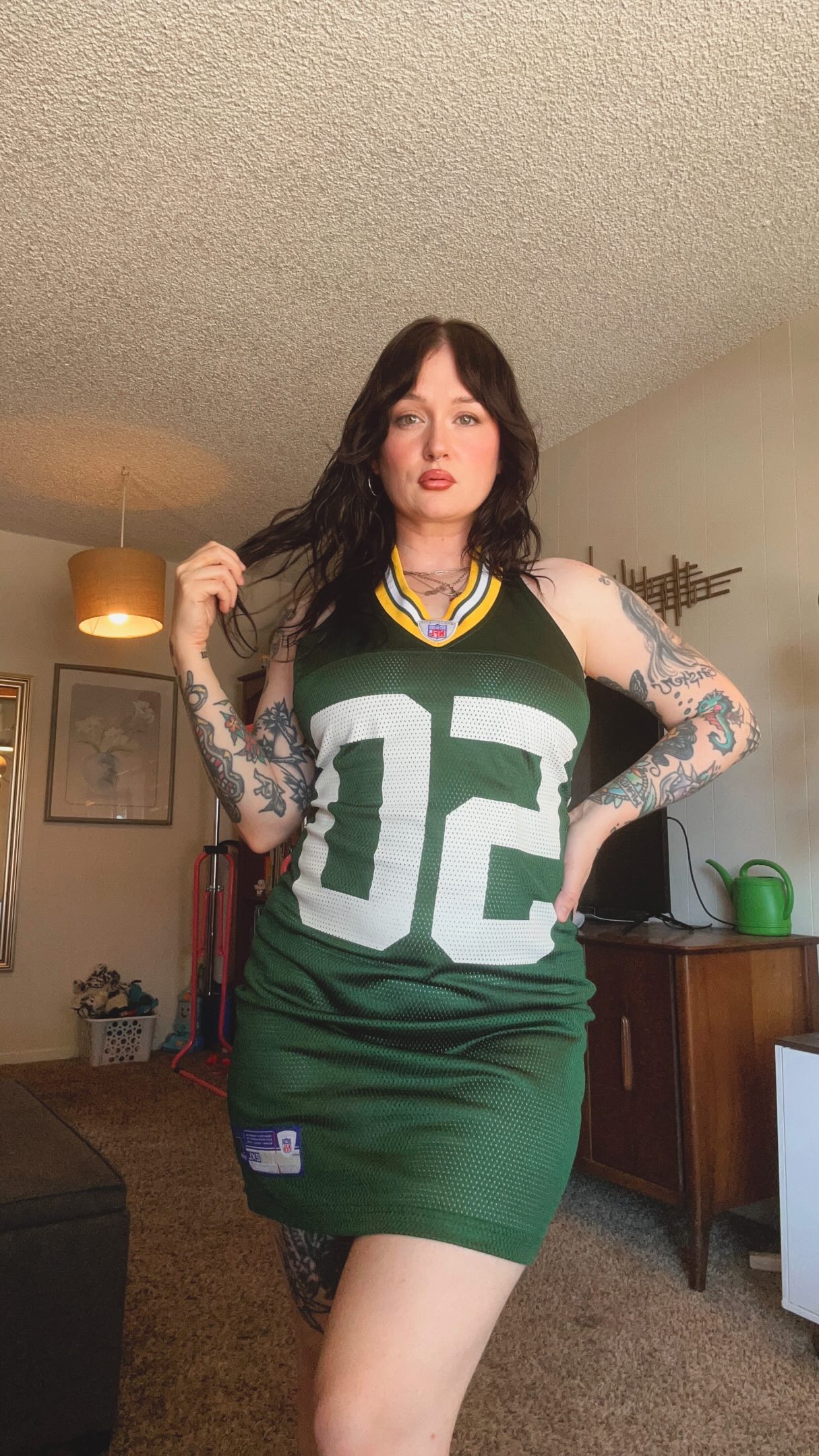Green Bay Packers 2XL jersey made into a custom halter dress for a customerrrrr 💚 , #greenbaypackers #greenbay #halterdress #jerseydress #football | Rizzo’s Original
