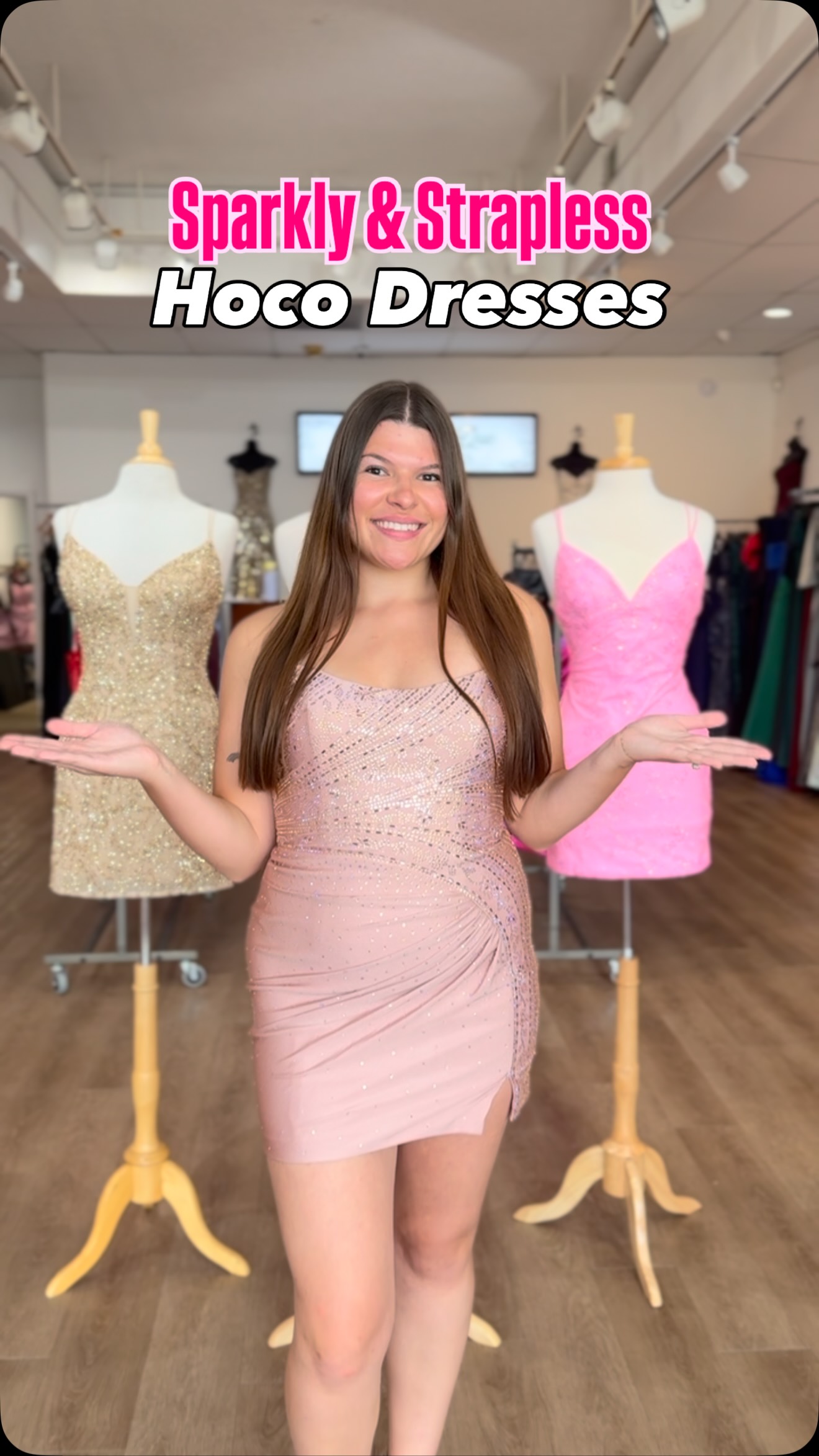 ✨💖Obsessed with these new arrivals!!✨, 😍Which one would you wear to hoco? , ⏰Visit us today from 12-6⏰, 📍9410 Transit Rd, East Amherst NY, #strapless #HOCO #Buffalo #rochester #ontarioca | Bella Que