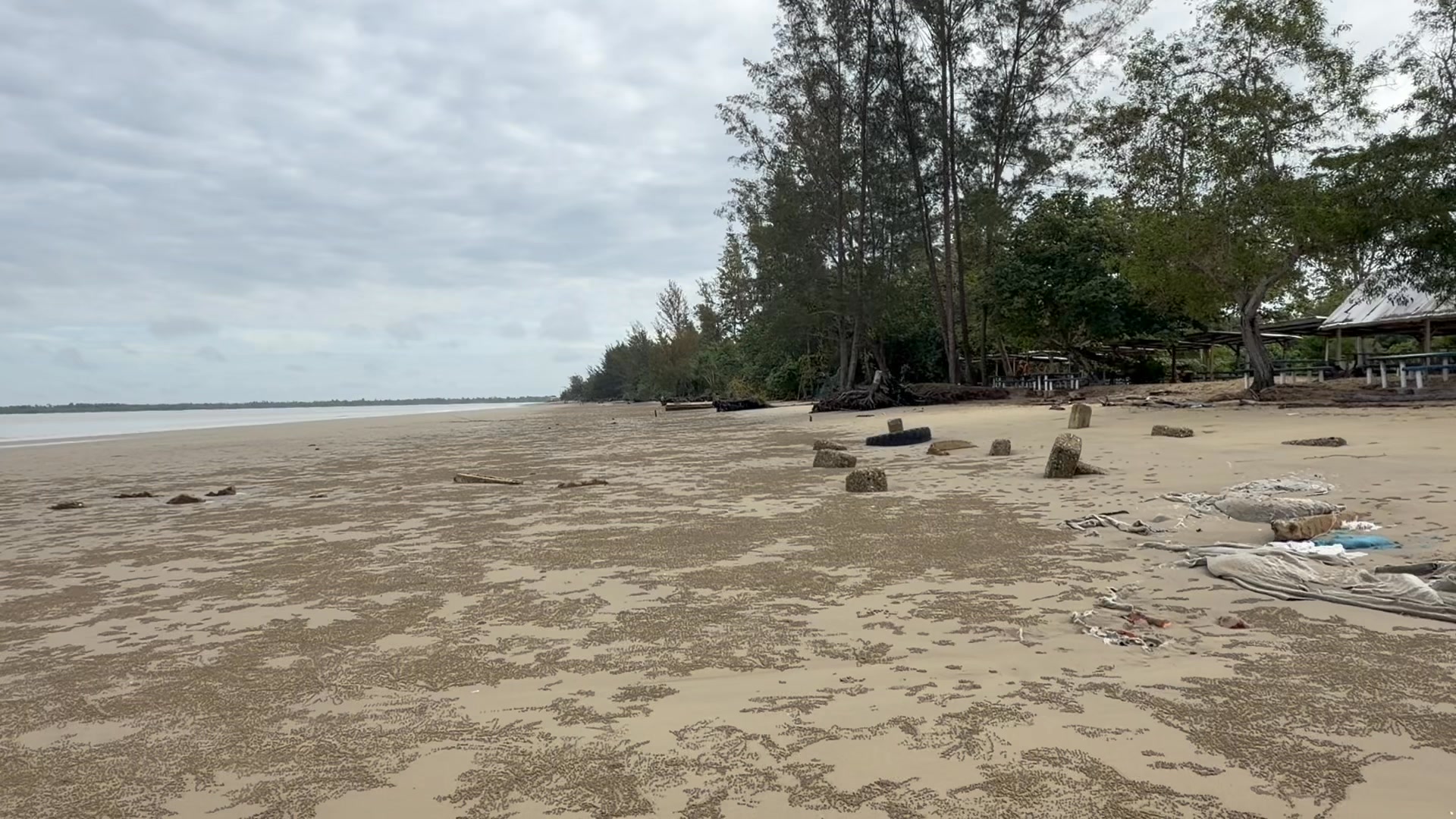 The Belawai Beach suffers serious erosion. Efforts have been made 