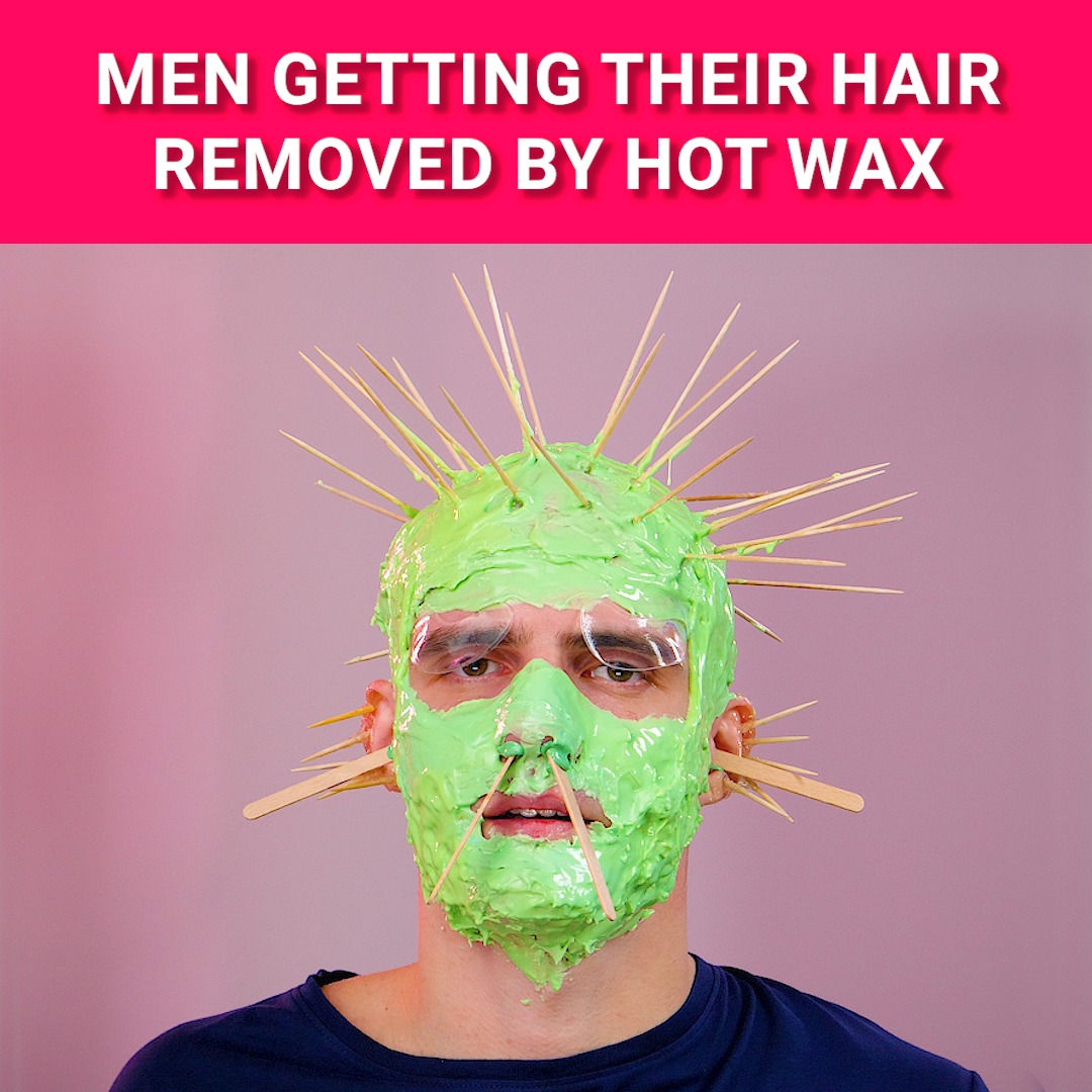 Brave men went for fullbody waxing! man, waxing Hot wax saves