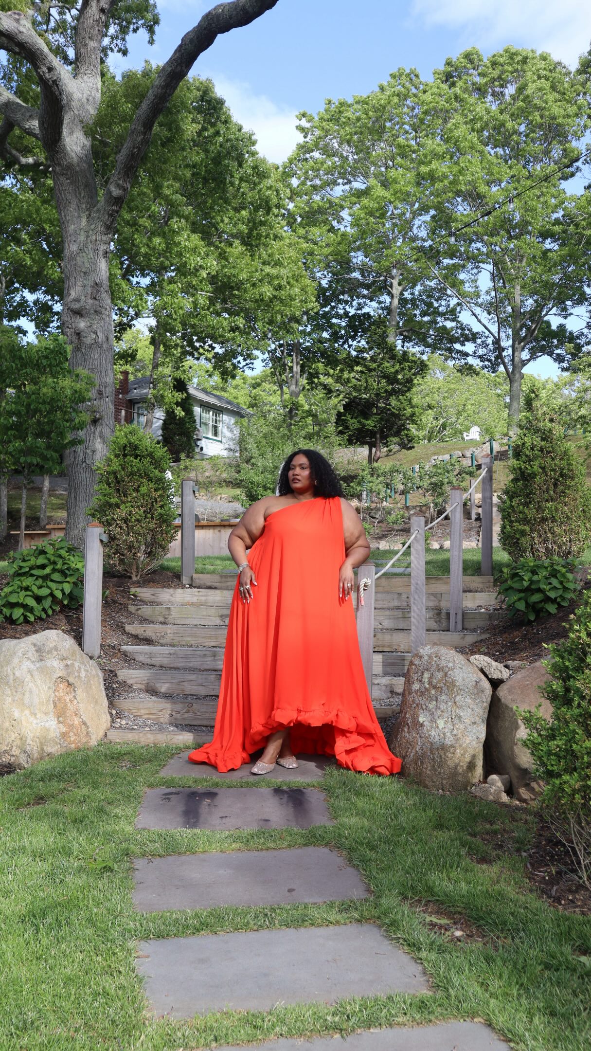 yellow sunflower dress 60s Chic Hi-Lo Evening Gown Deep V Length 32Large bridgerton accessories COLOR:BURNT COPPER