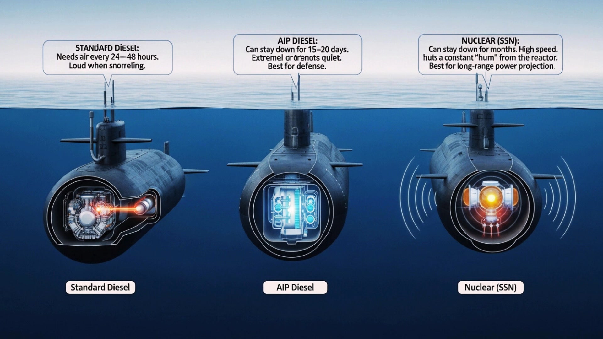 How AIP Works: Uses systems like fuel cells, Stirling engines, or ...