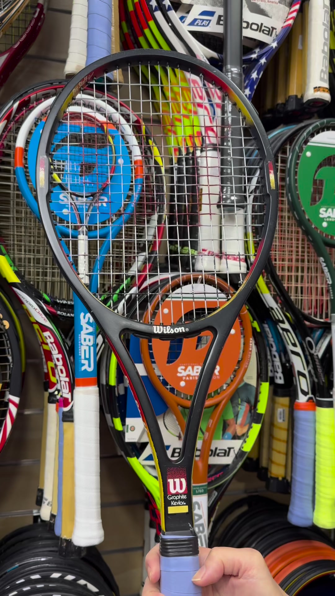Wilson Pro Staff 85 Edberg tennis racket with natural gut and