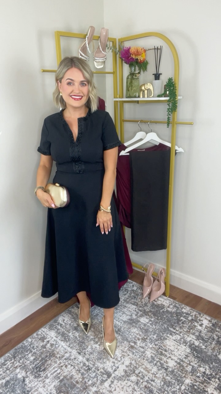 Styling our Pippa Beaded Dress with gold heels, a pop of red and, of course, a red lip 💄❤️ | Bobo Boutique