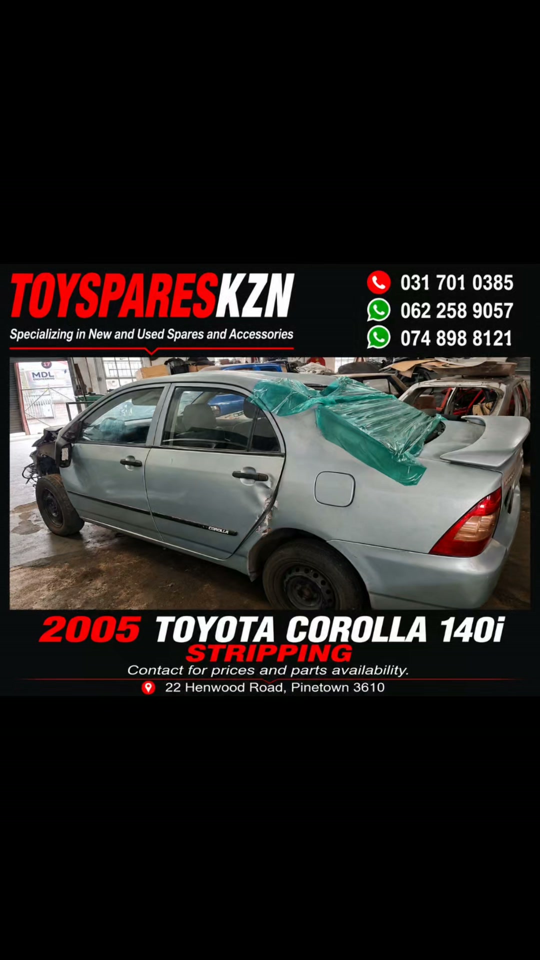 Toy - Toyota 180i 7AFE. Head, block, sump and intake R9500