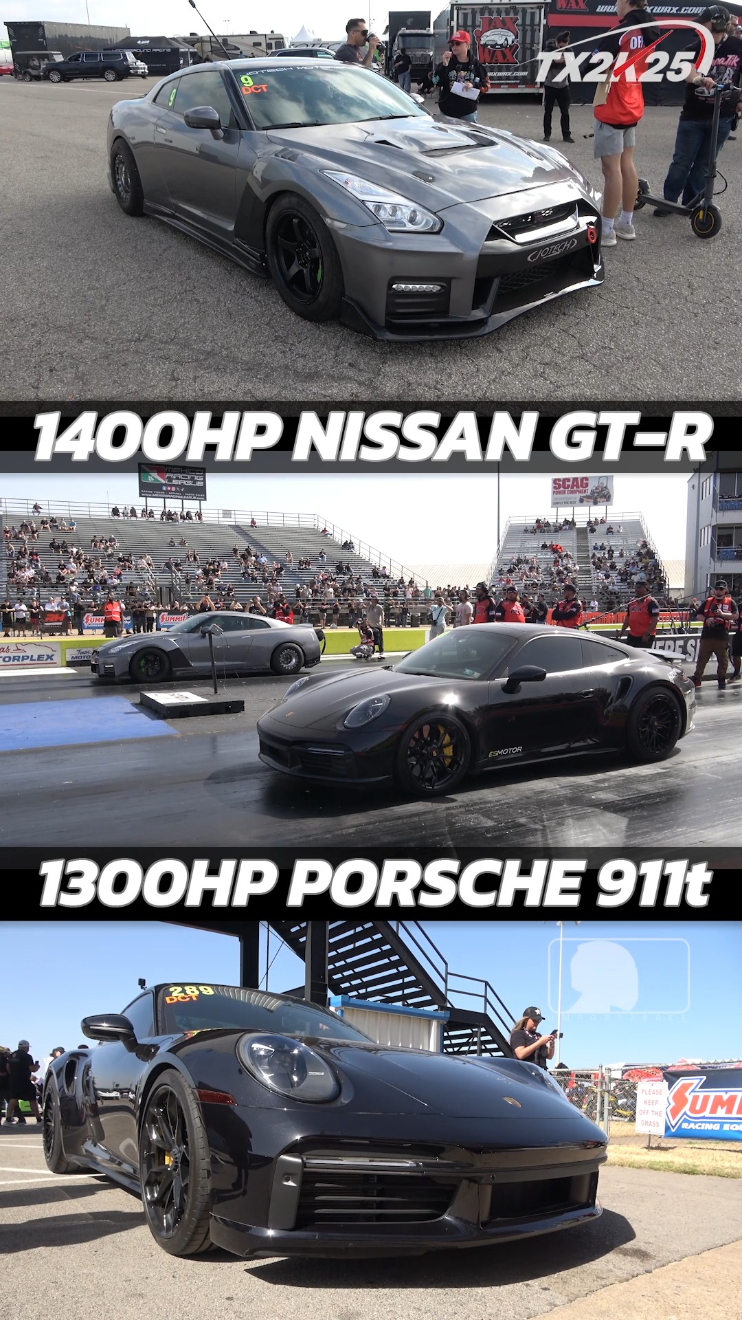 1400hp Nissan GT-R vs 1300hp Porsche 911 Turbo Drag Racing TX2K25 ...