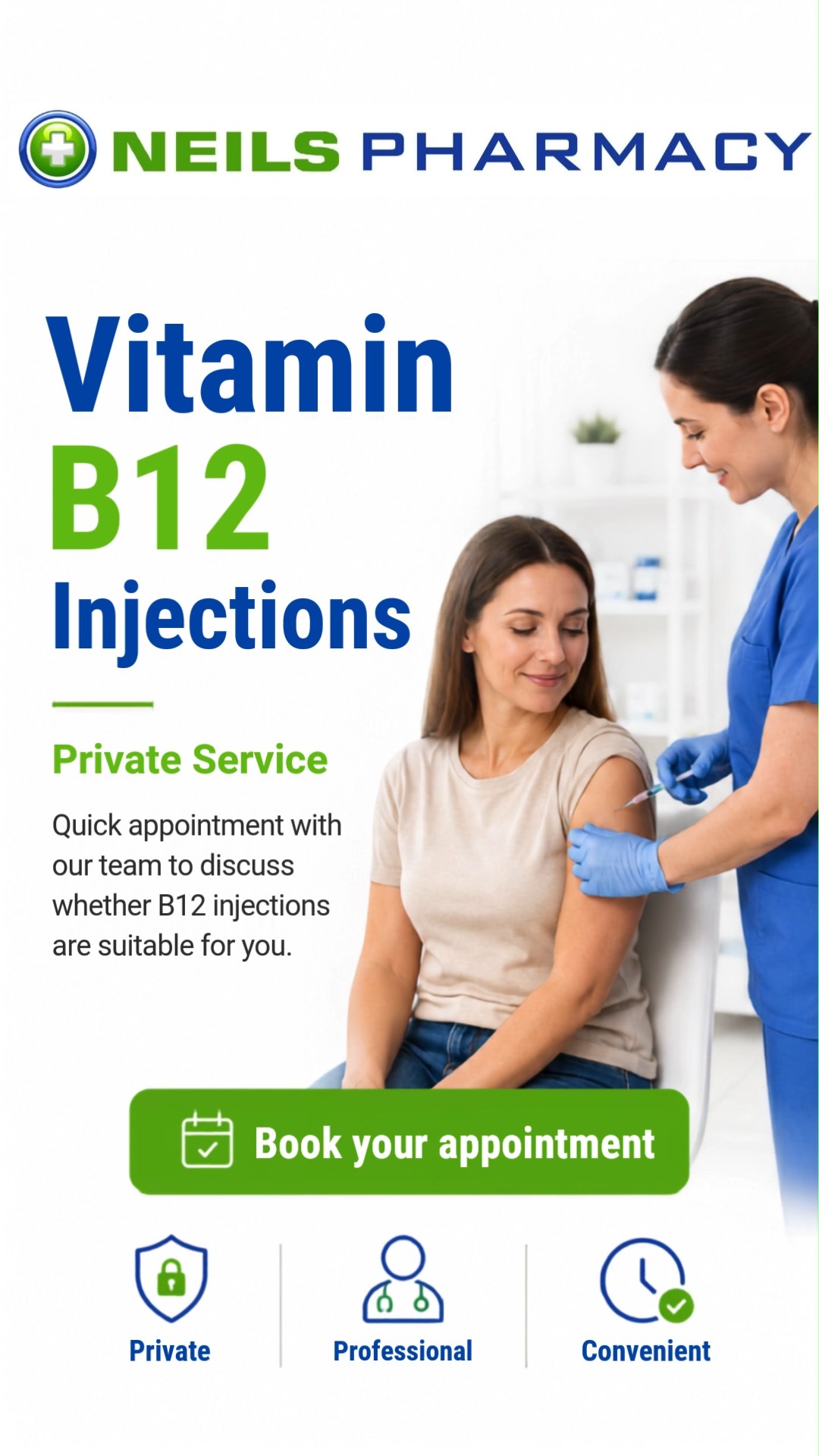 private b12 injection near me Fri 10 July — Vitamin Injections, 💉 Vitamin B12 injections available, Vitamin B12 injections may be suitable for some people following a consultation., Our service gives you the Injection Therapy - VIVAA Vitamins & Minerals Size:1000 mcg/ml - 10 ml x 1