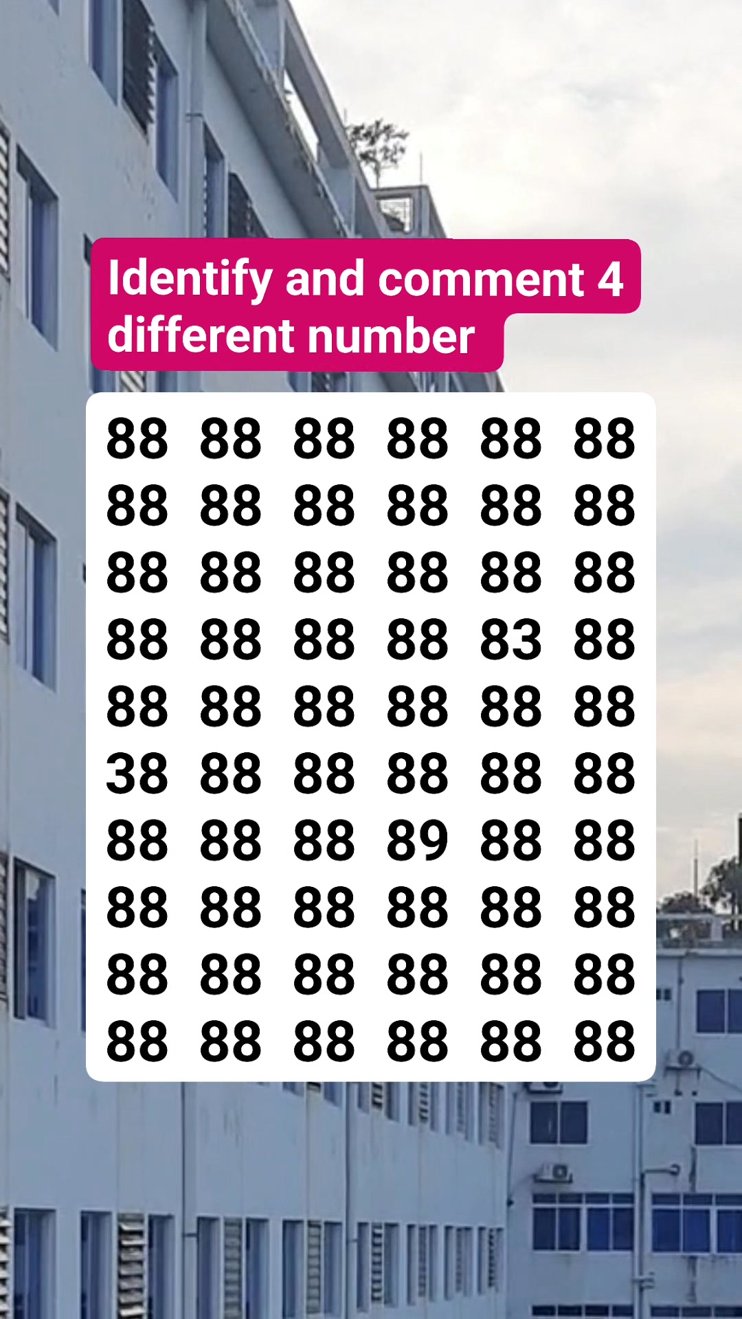 Identify 4 different number #puzzle #quiz #fun #brainteaser | EyeSnap ...