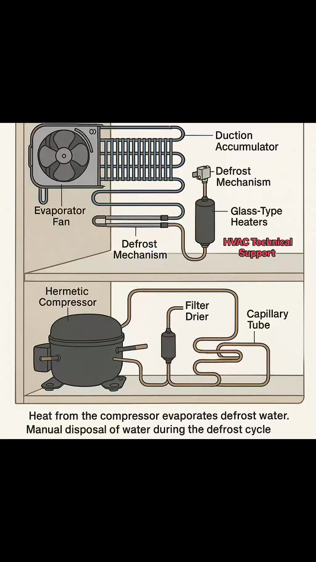 The internal components of a refrigeration or freezer system, clearly ...
