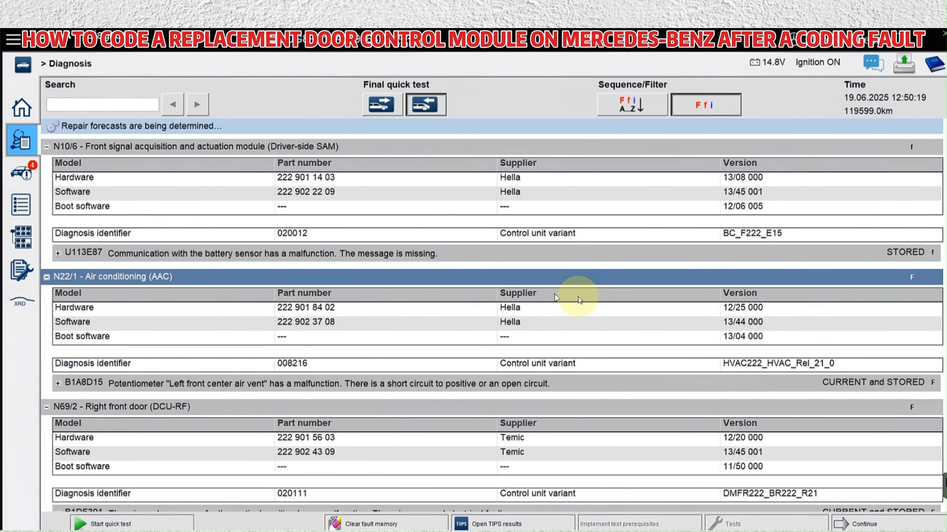 HOW TO CODE A REPLACEMENT DOOR CONTROL MODULE ON MERCEDES-BENZ AFTER A ...