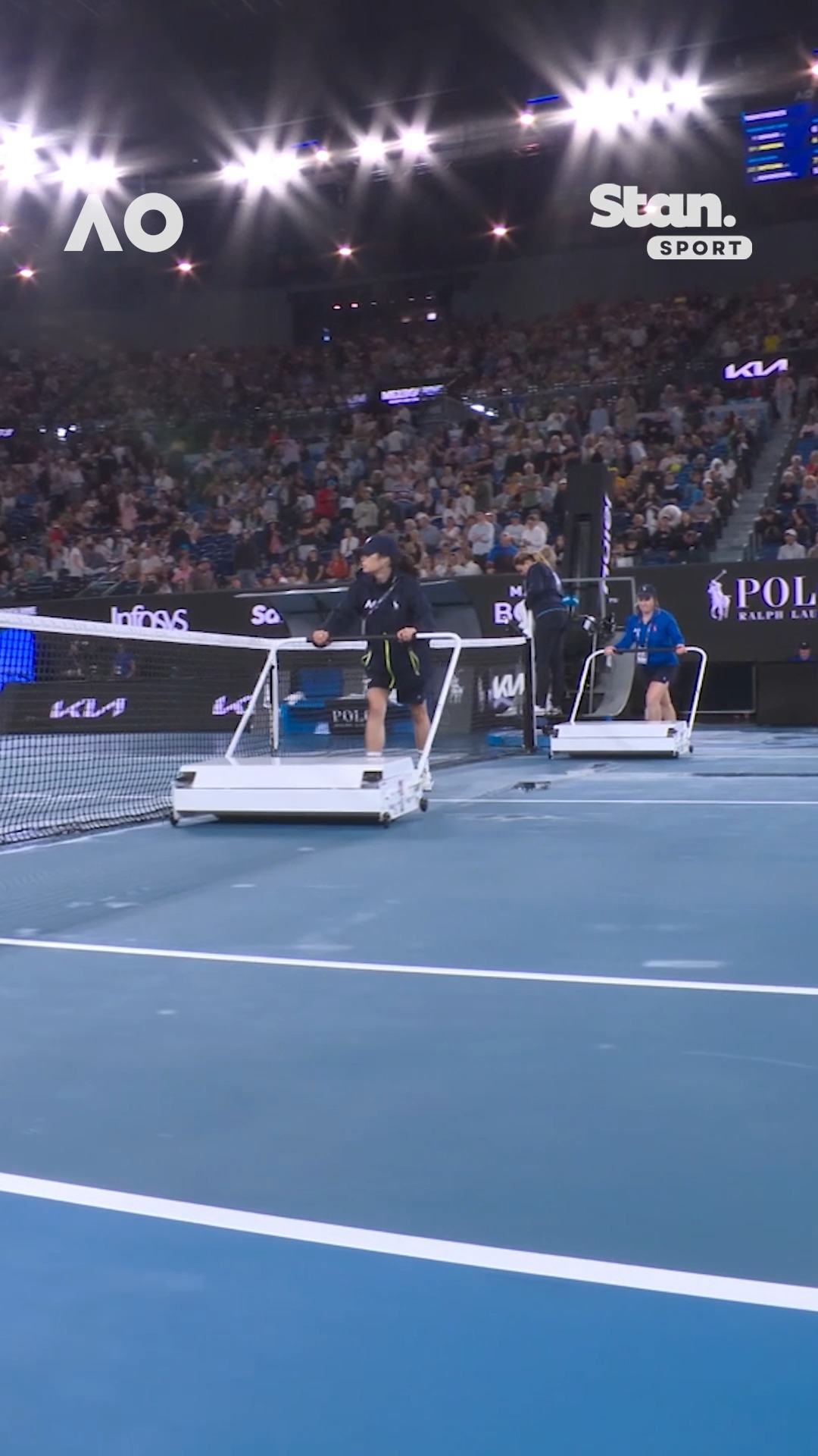 The real MVPs of the Rod Laver Arena 🌧️ The rain delay team were out in ...