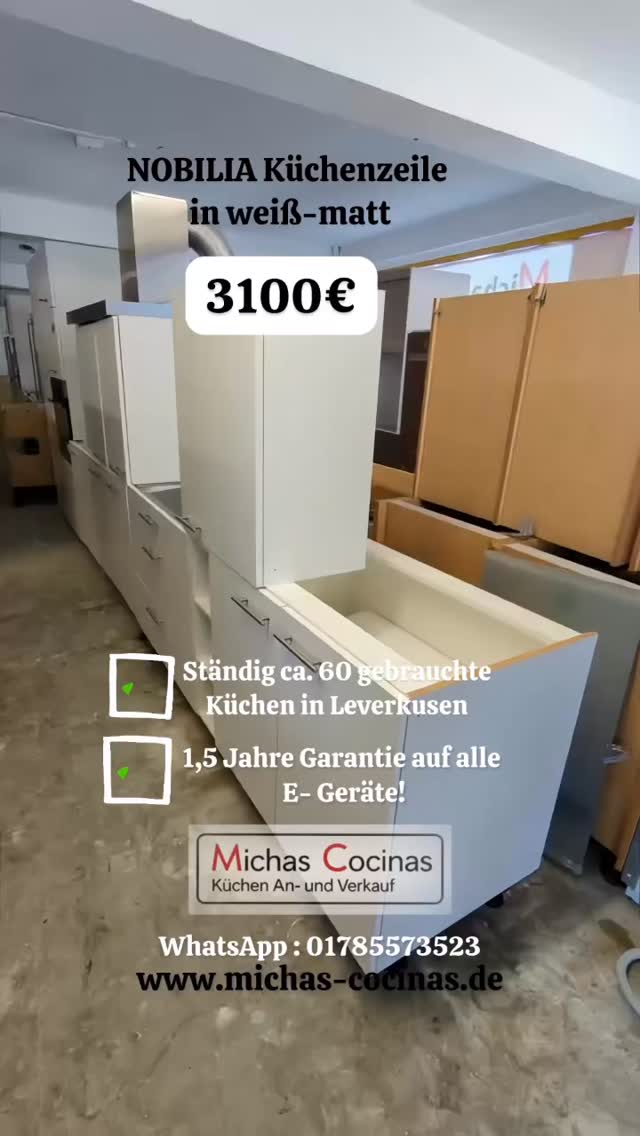 NOBILIA Küchenzeile in weiß-matt für 3100€🌞, Diese und viele weitere Küchen haben wir gerade im Angebot! Ständig ca. 60, Küchen vor Ort und täglich treffen neue ein., - ANKAUF, - VERKAUF,