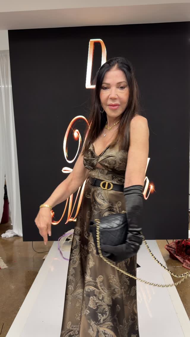 Diana Mahrach fashion show was fabulous. I love her. She’s a very special designer her dress I’m wearing and it’s a staple. I’ve had it for two years and it’s still in stiehl God bless you Diana 