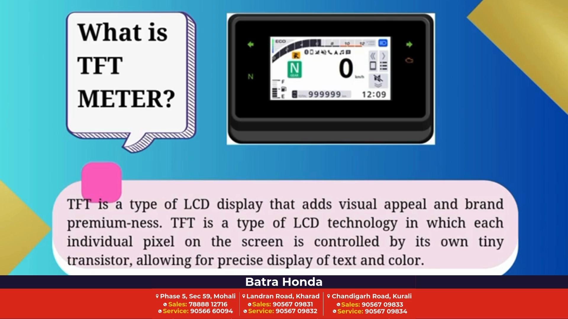 Your Favourite Honda 2-Wheeler now comes with a Smart TFT Meter