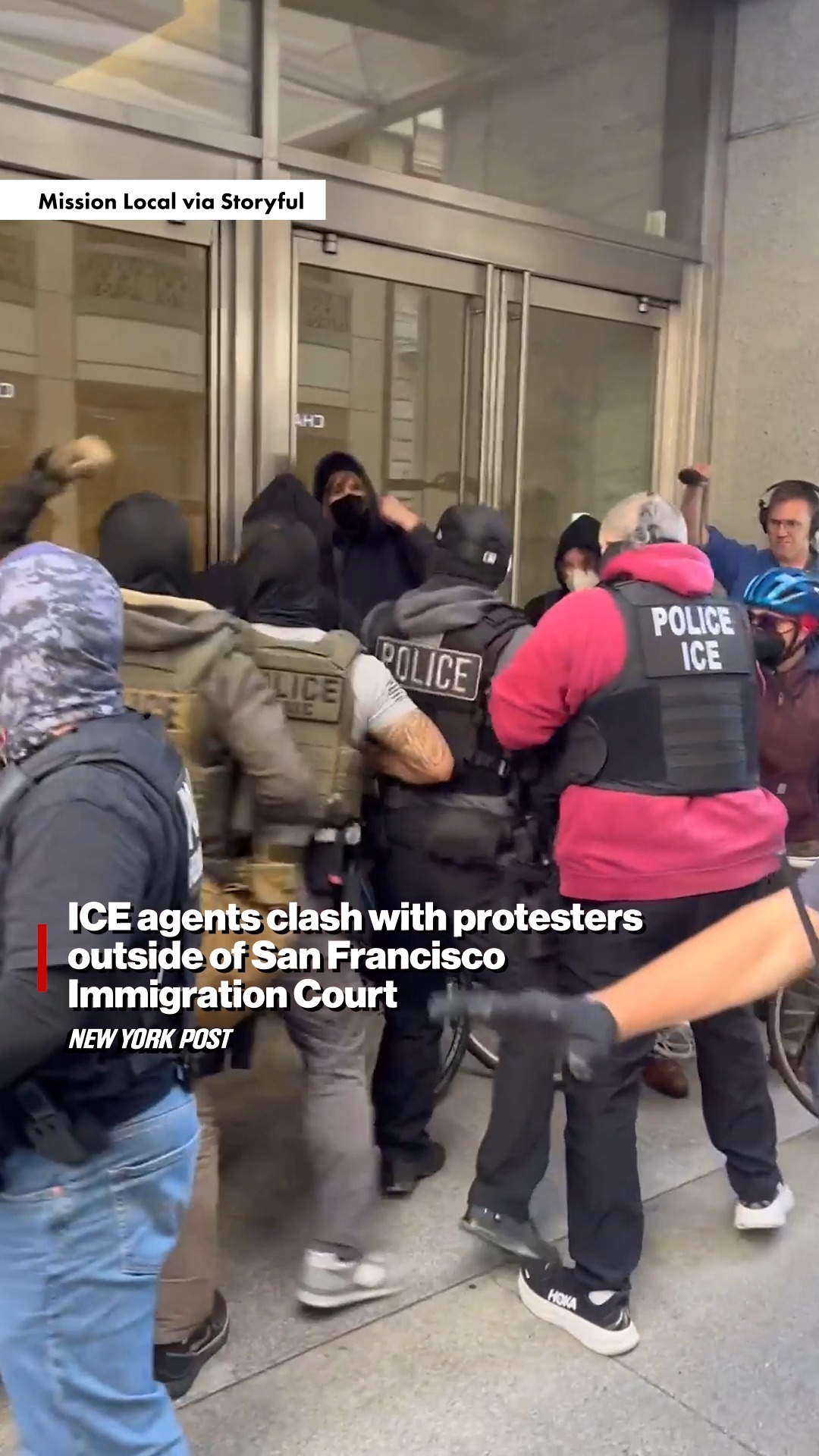 Immigration and Customs Enforcement agents clashed with a mob of masked ...