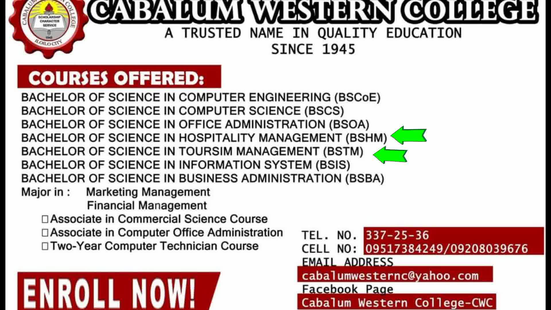 The CWC College of Hospitality and Tourism Management Department is now ...