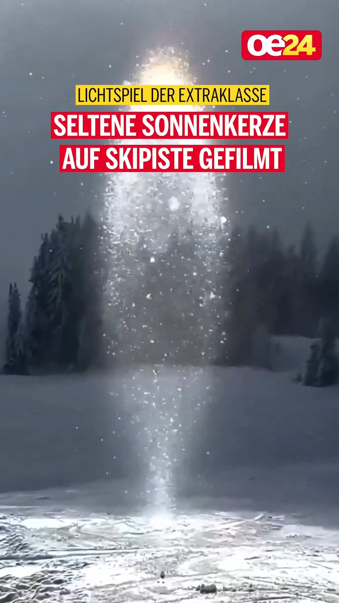 Auf einer Skipiste wurde ein außergewöhnliches Naturphänomen festgehalten: Eine sogenannte Sonnenkerze leuchtete plötzlich am Himmel und sorgte für Staunen. Dabei erschien eine helle, senkrechte