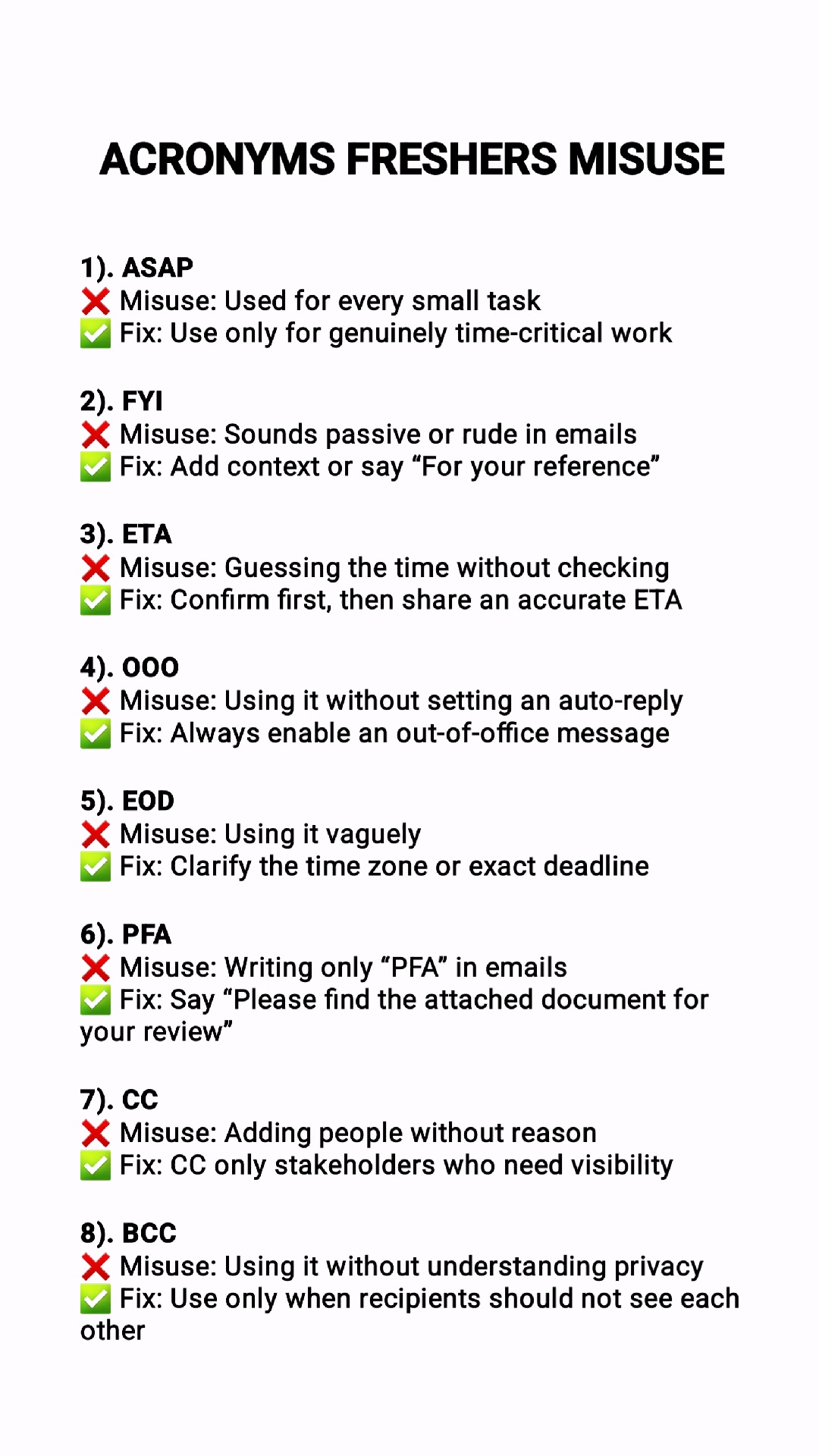 Acronyms Freshers Misuse. | English Speaking | Facebook