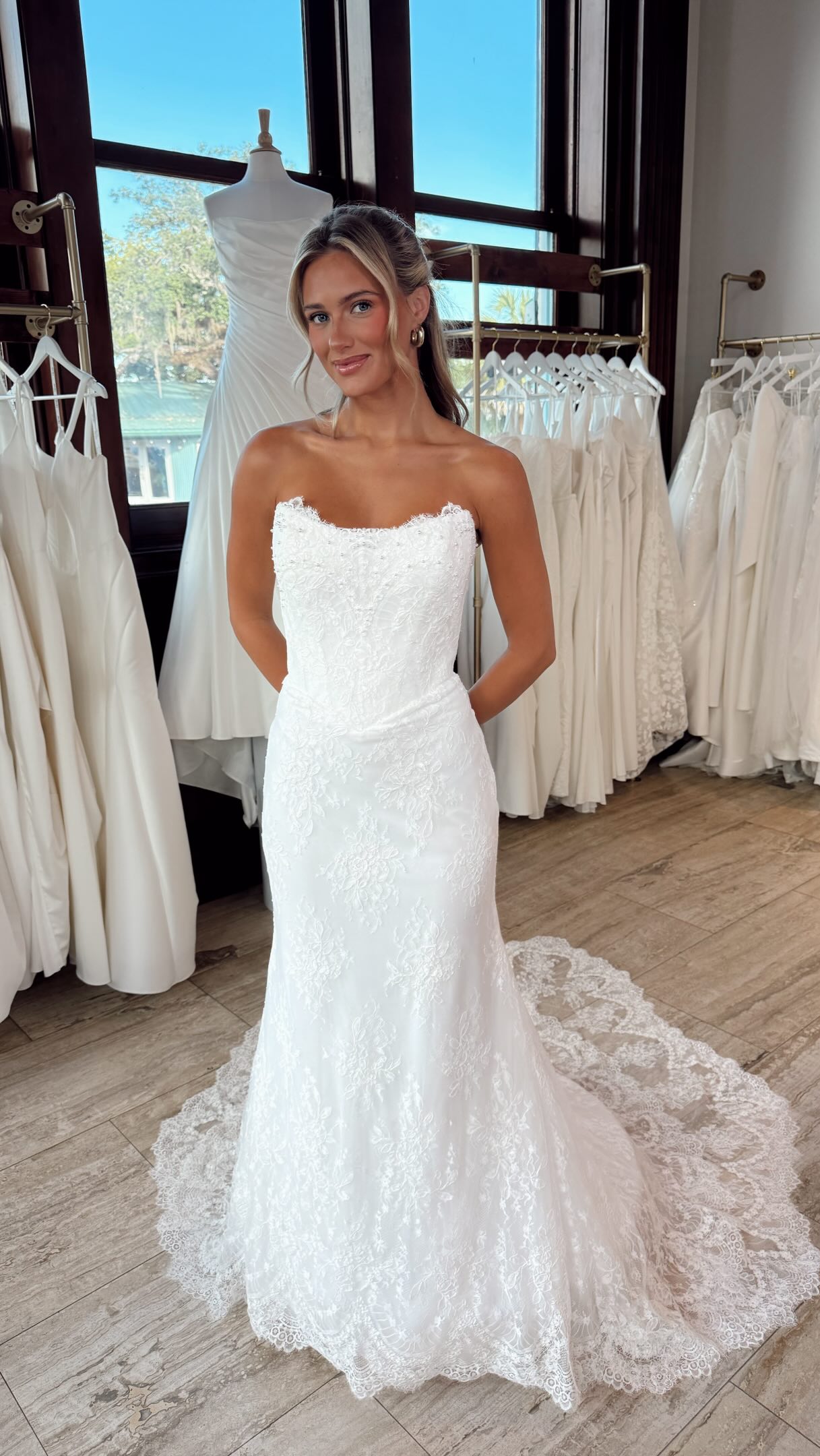 wedding dresses panama city beach fl The new Baytowne Bridal Collection is what dreams are made of! The lace, the fit, the details and THAT TRAIN 😍 Book an appointment now to come in and try on this collection! , #weddingdress Women's Black Wide-Leg Creased