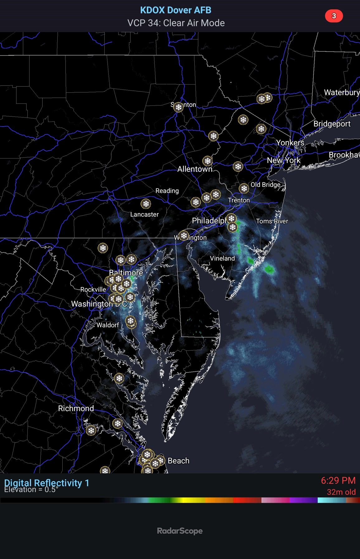[Fri 2/6 6:51 pm] Current Radar 📡 from: NWS Dover AFB, DE (FCX) Showing ...