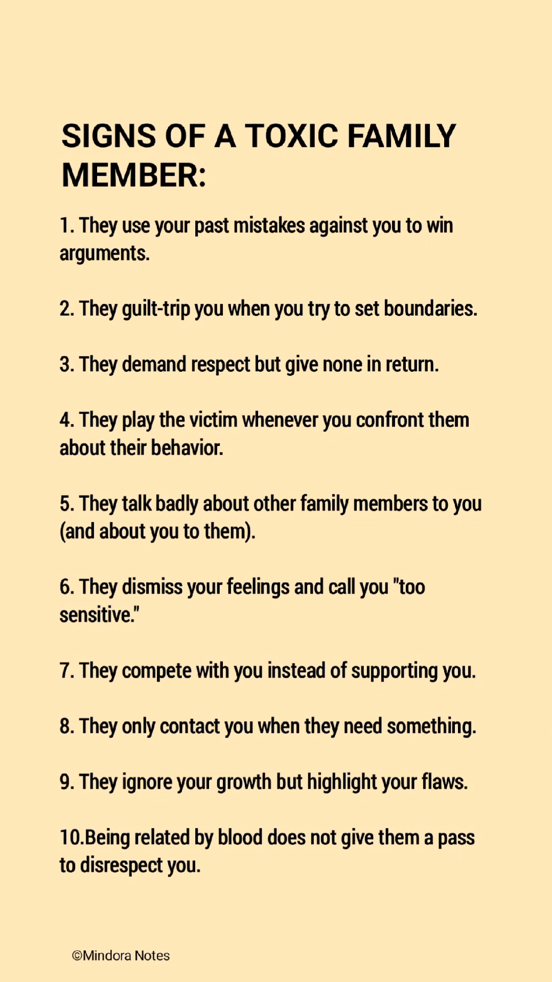SIGNS OF A TOXIC FAMILY MEMBER: | Mindora Notes | Facebook
