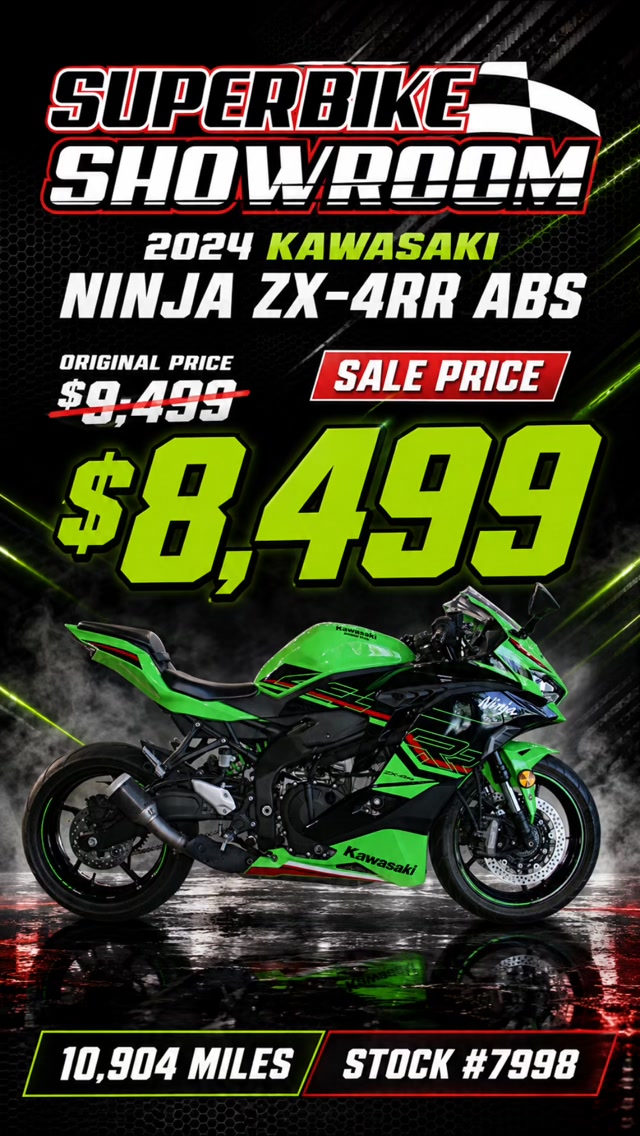 🏍️ 2024 Kawasaki Ninja ZX-4RR ABS 💵 $8,499.00 ⏲ 10,904 miles