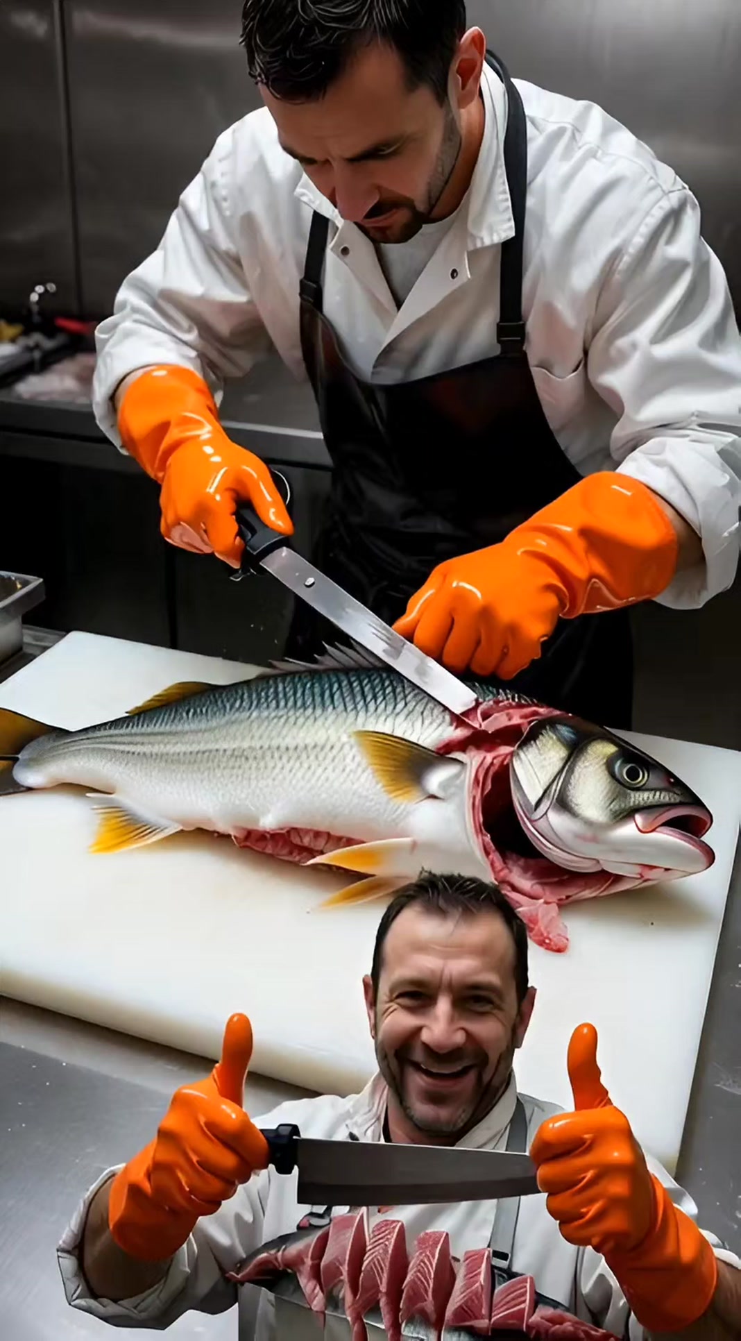 Camera Move: static Scene: A professional fish market or commercial ...