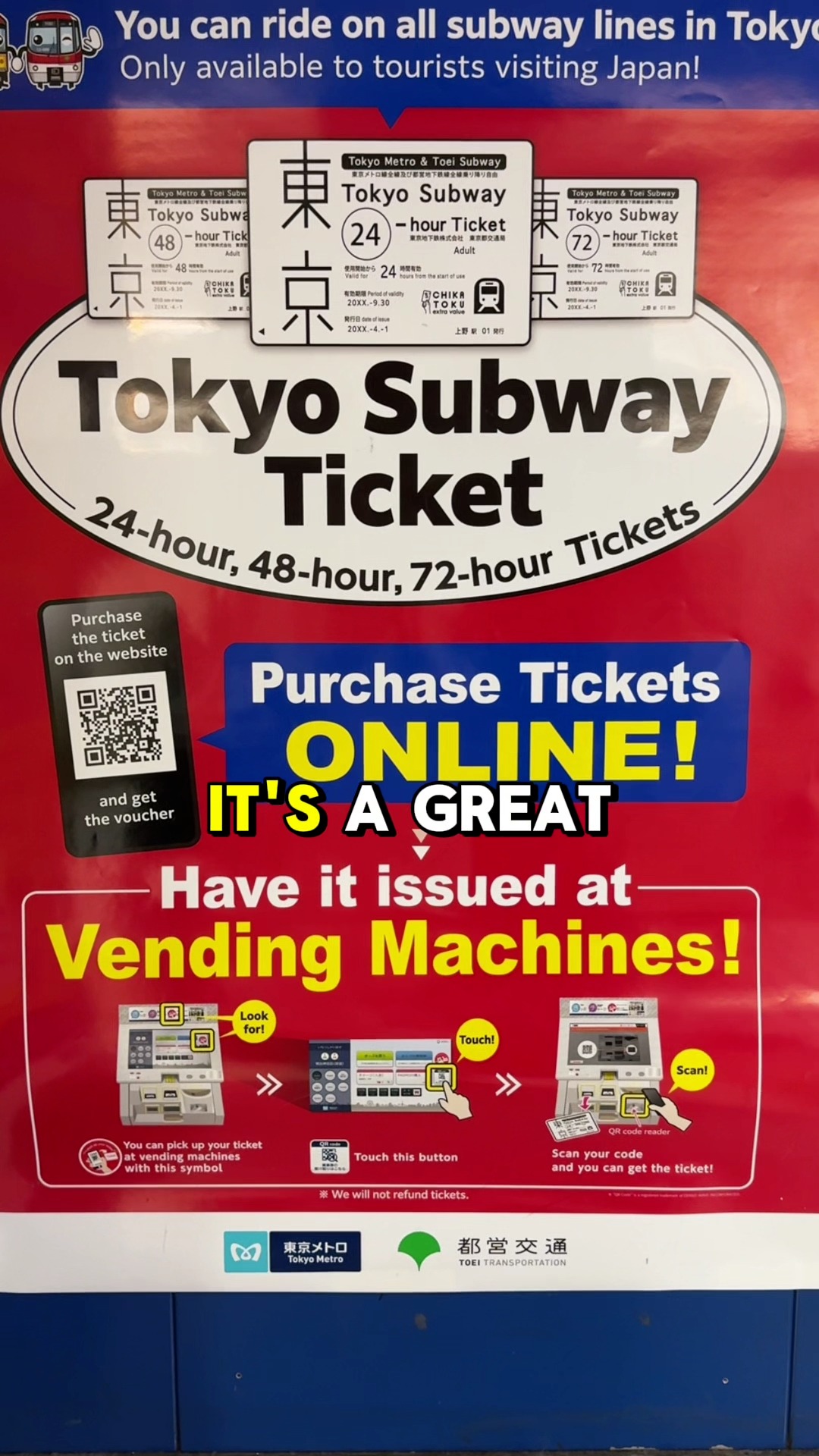 Have you heard of the Tokyo Subway Ticket for visitors? It's a