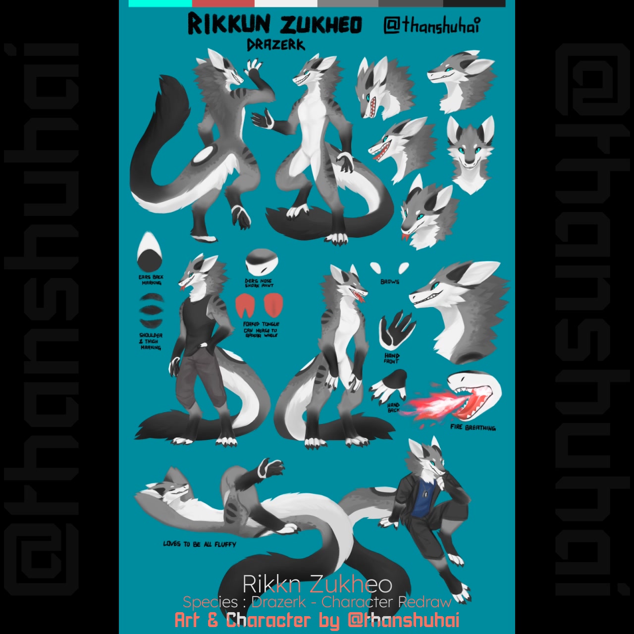 A redraw of my sona, Rikkun. -timelapse #thanshuhai | Thanshuhai | Facebook