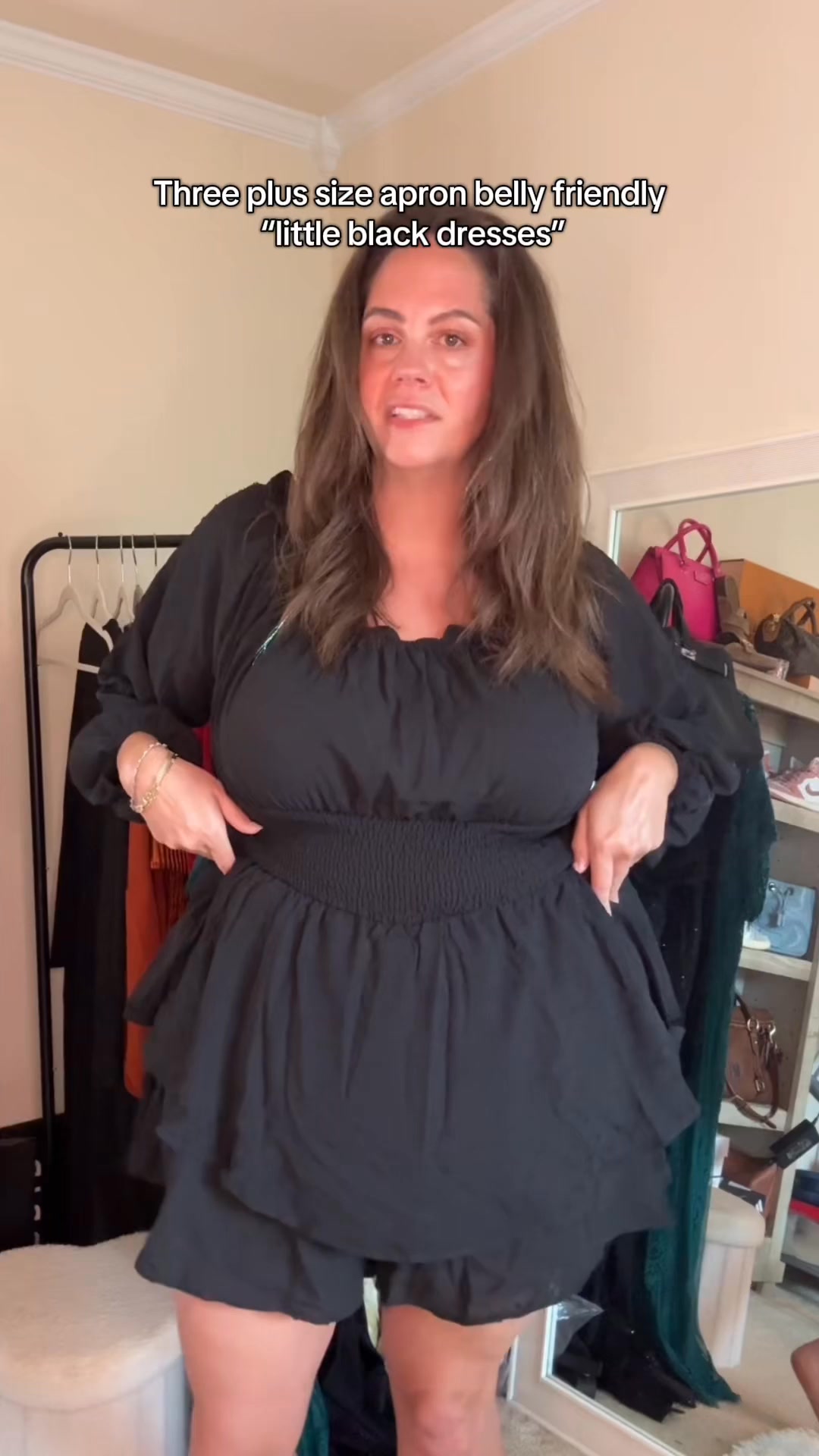 belly black dress these are just a few but I have more friendly dresses for plus sizes let me know if you want the details A-Line/Princess Chiffon Half Sleeves Detail: Pockets Maxi dress neck at the front Height:4.9 ft