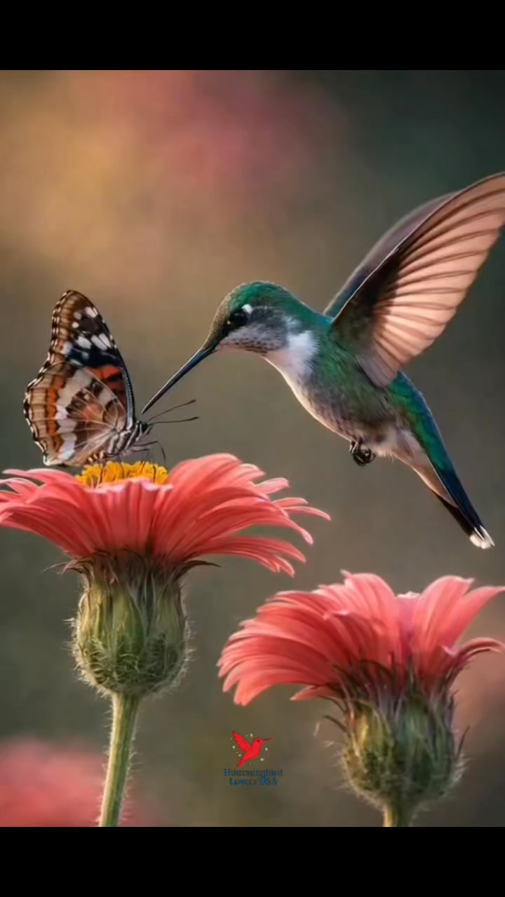 Nature’s quiet magic A fleeting moment where wings meet petals ...