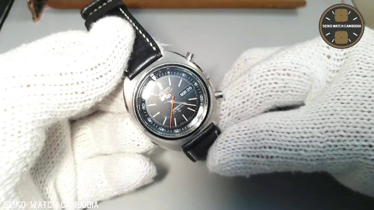 SEIKO 5 SPEED TIMER 7017-6010 Men's Automatic Black day&date 1970