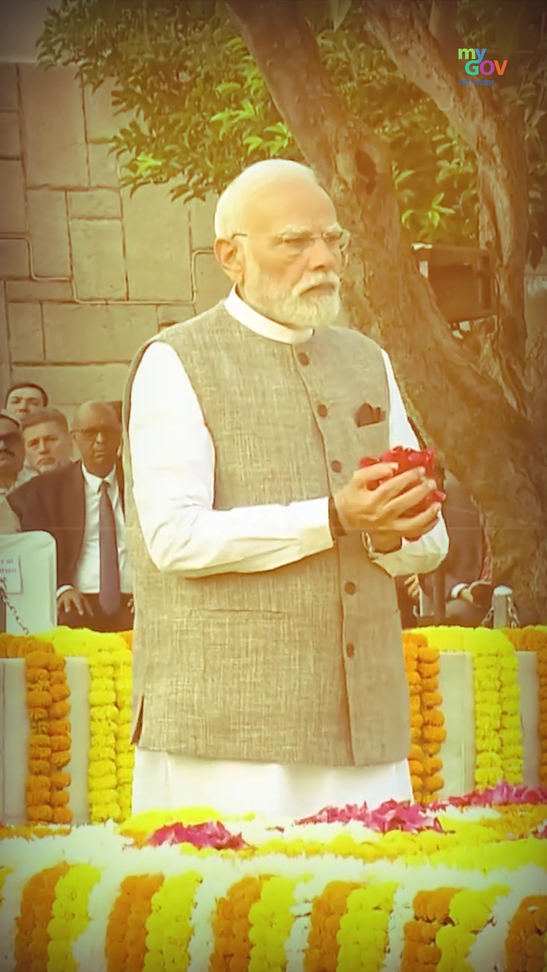 A tribute to the Father of the Nation PM Narendra Modi offered a floral ...